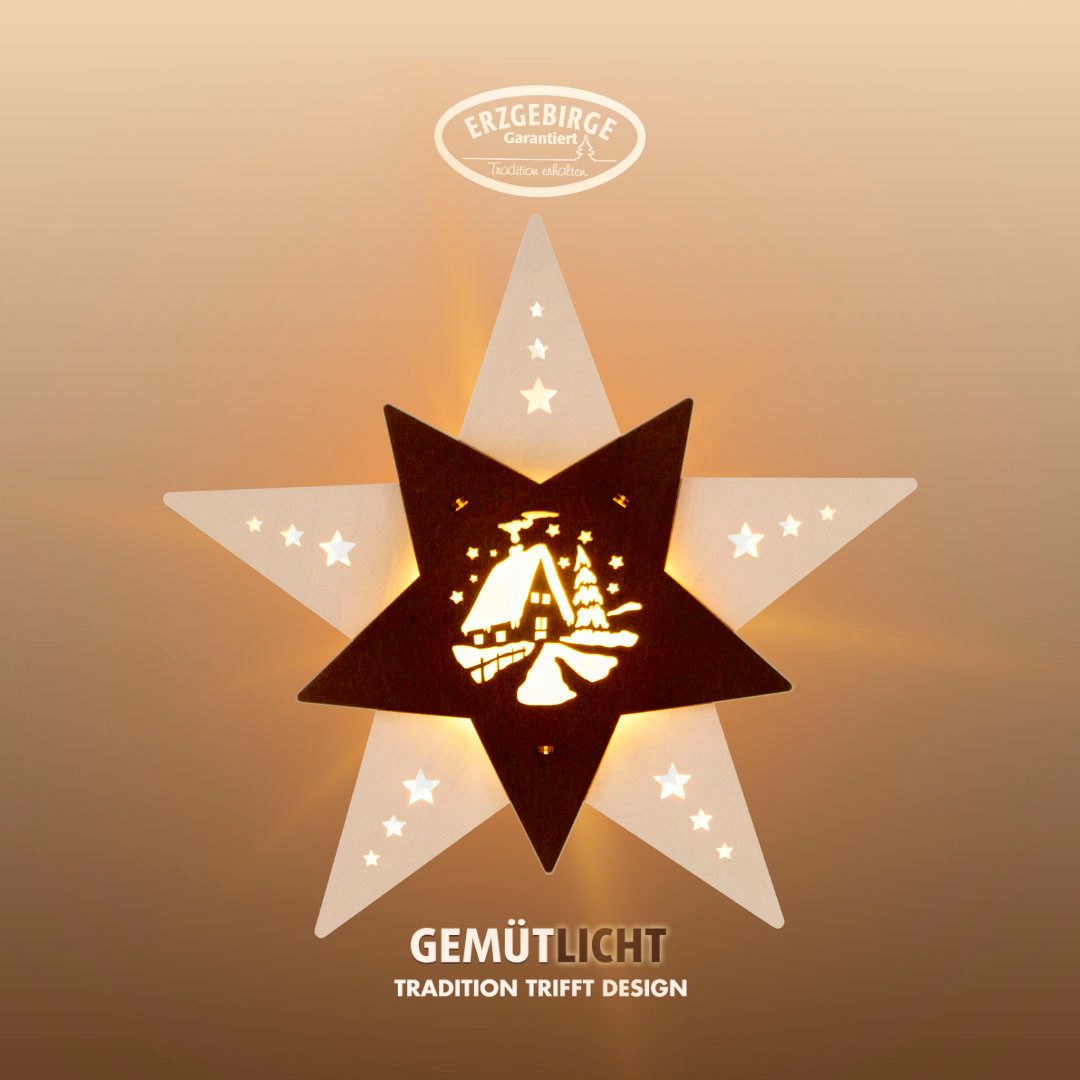 Weigla Dekostern LED Waldhütte, beleuchtetes Fensterbild, WEIẞ-BRAUN, Made günstig online kaufen