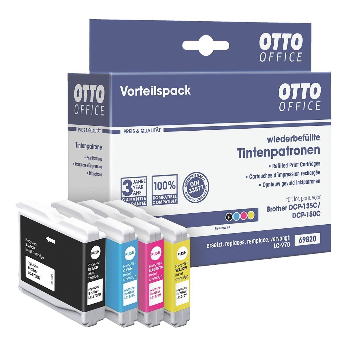 Otto Office  Office LC970 Tintenpatrone (Set, 4-tlg., ersetzt Brother »LC970«, schwarz, cyan, magenta, gelb)