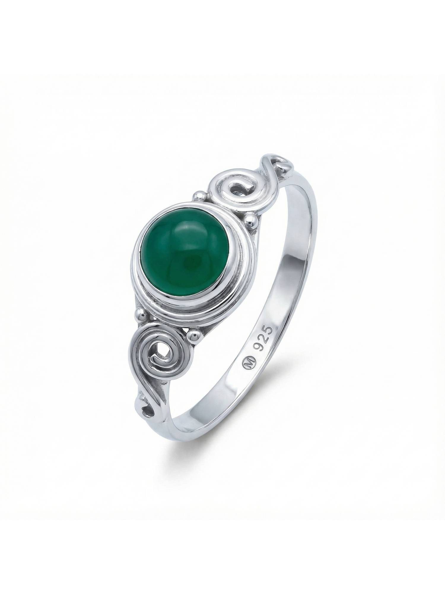 Silberring KINURI aus 925 Silber mit grünen Onyx