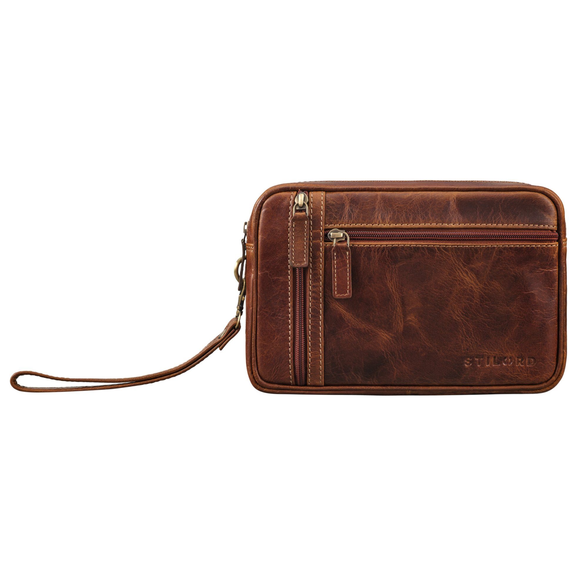 STILORD Handtasche "Sunny" Clutch Handgelenktasche Herren Leder mit Doppelkammer
