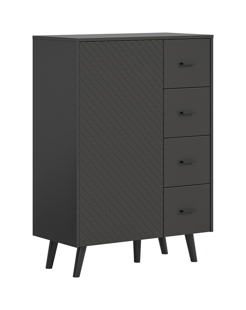 xonox.home Sideboard Kommode Linea, mit Schubkästen, grau, Kommode dunkel, Wohnzimmerkommode 80 cm