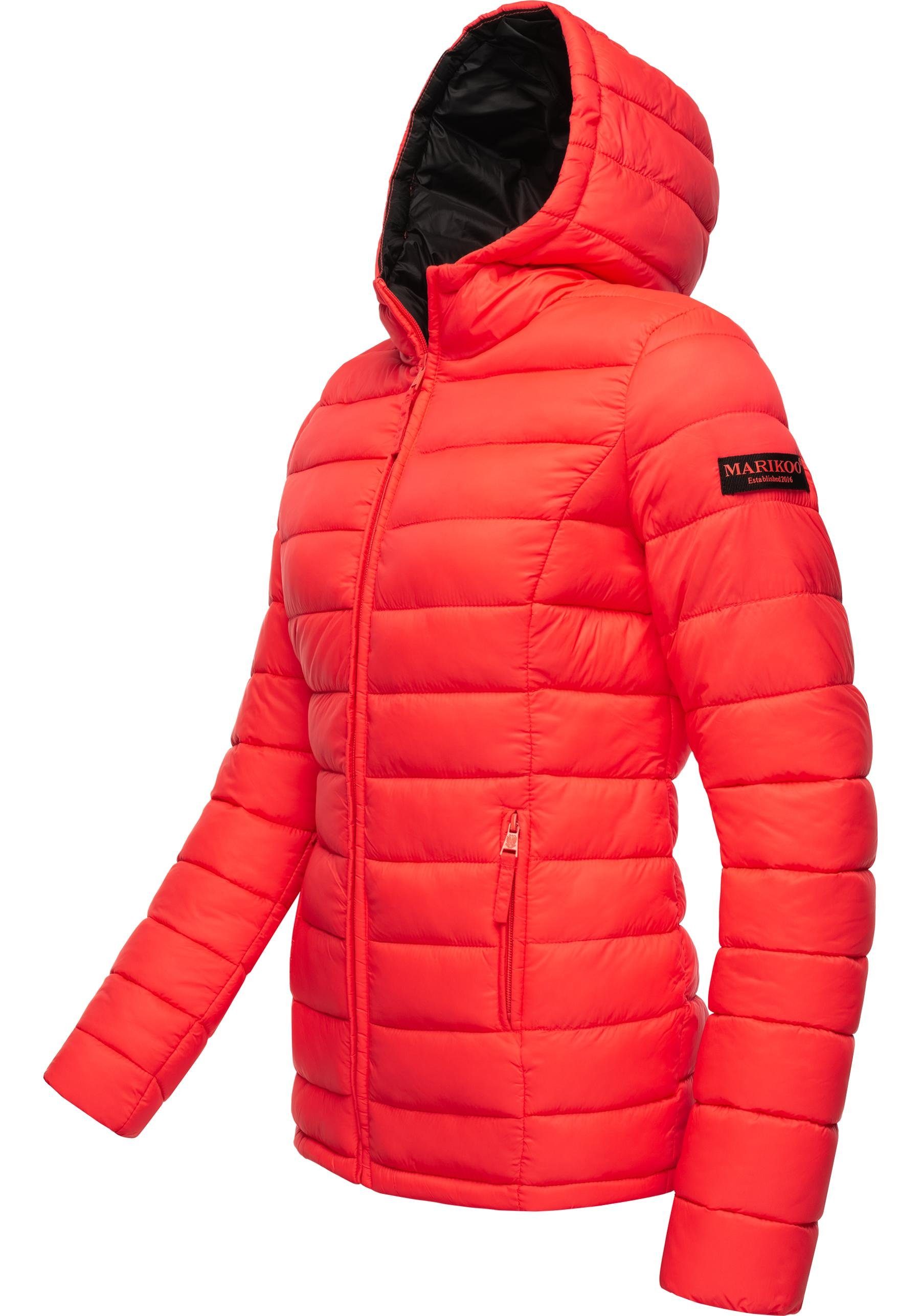 Übergangsjacke Damen mit großer Kapuze Steppjacke Luci Marikoo neonorange modische