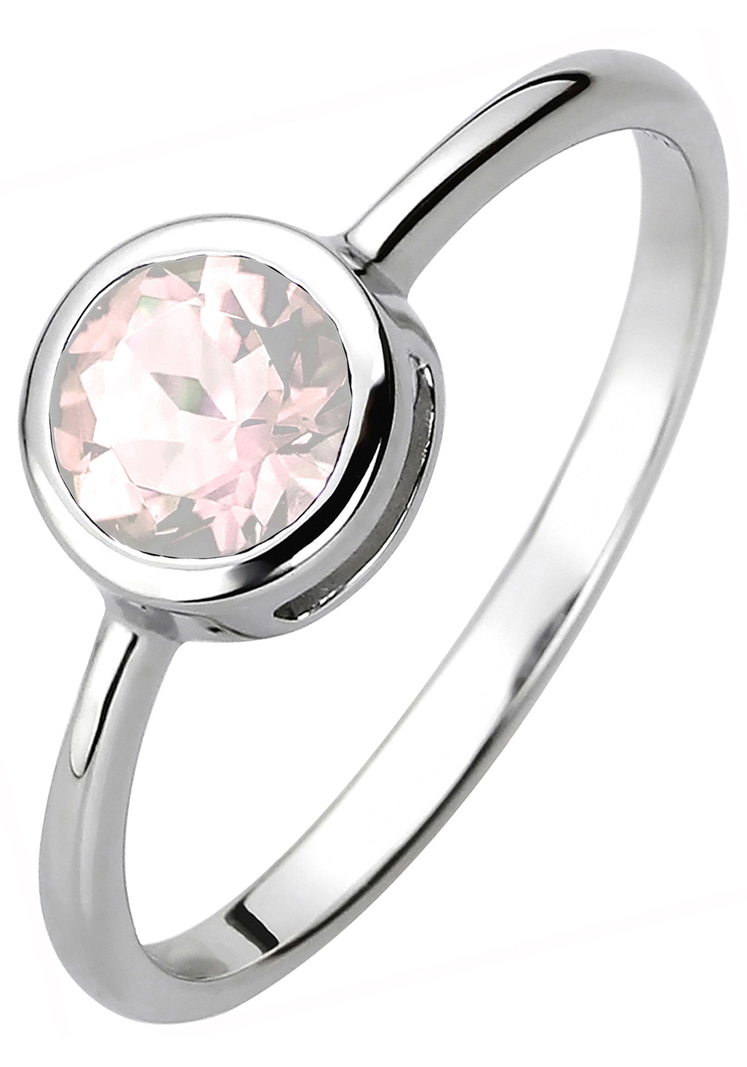 JOBO Fingerring, 925 Silber mit Rosenquarz
