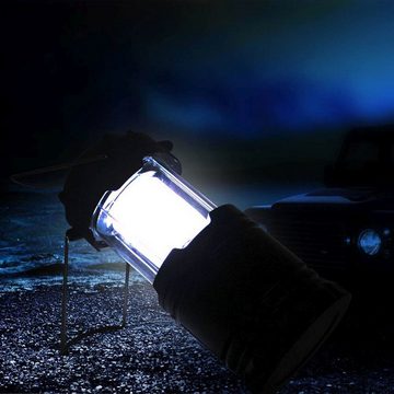Retoo LED Laterne LED Camping Lampe 6x Aufladbar Solarleuchte Campinglaterne, LED, 2 Möglichkeiten der Beleuchtung: als Lampe oder als Taschenlampe
