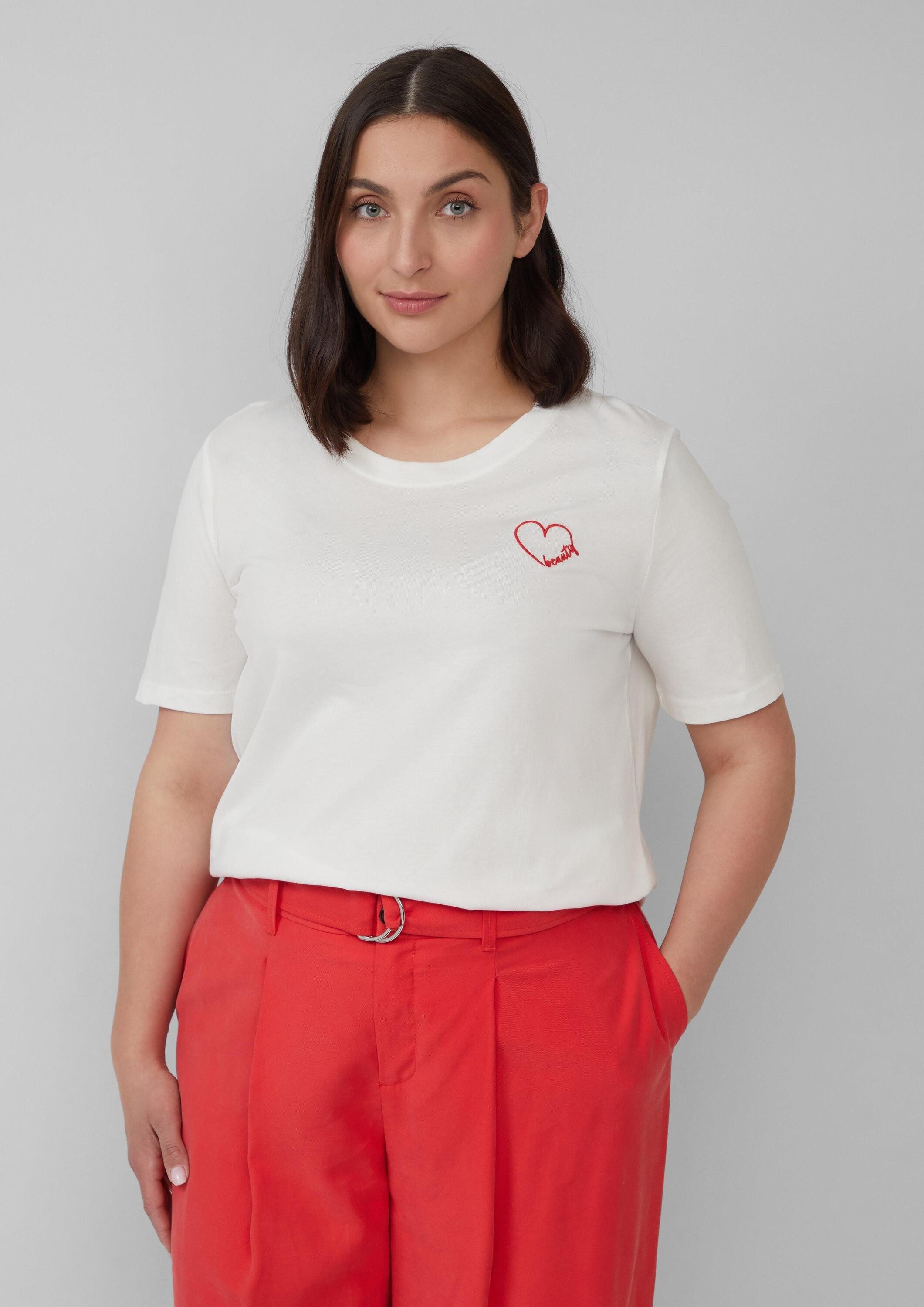 s.Oliver Kurzarmshirt T-Shirt Jersey-Shirt aus Baumwolle mit Stickerei günstig online kaufen
