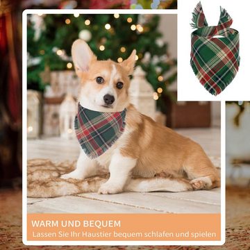 MAGICSHE Hunde-Halsband Weihnachten Tier-Halstuch mit Quaste Tartan Rand