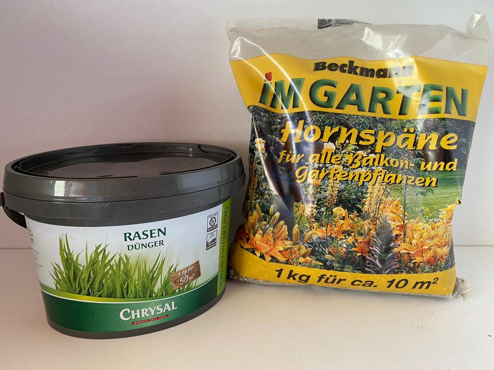 Chrysal RasenLangzeitdünger Rasendünger & Hornspäne 2 x 1 kg Sparpaket