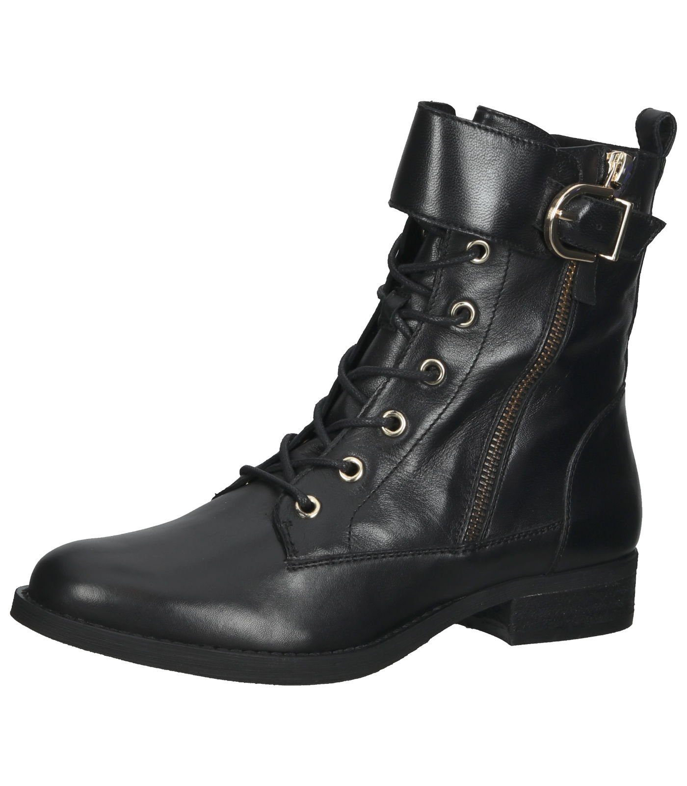 Spm Stiefelette Leder Schnürstiefelette Schwarz