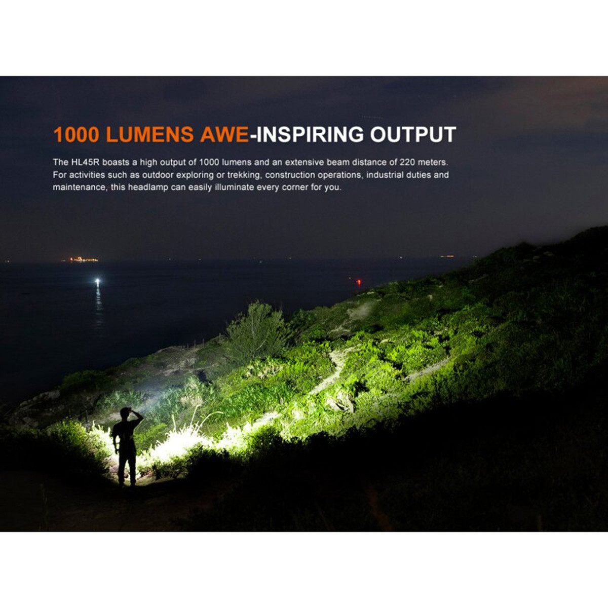 Fenix LED Stirnlampe HL45R 1000 Lumen - Fokussierbare LED Stirnlampe
