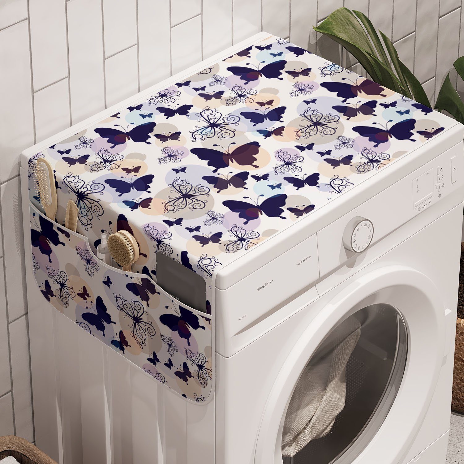 Badorganizer Pastell und Abakuhaus Schmetterling Waschmaschine Trockner, für Anti-Rutsch-Stoffabdeckung