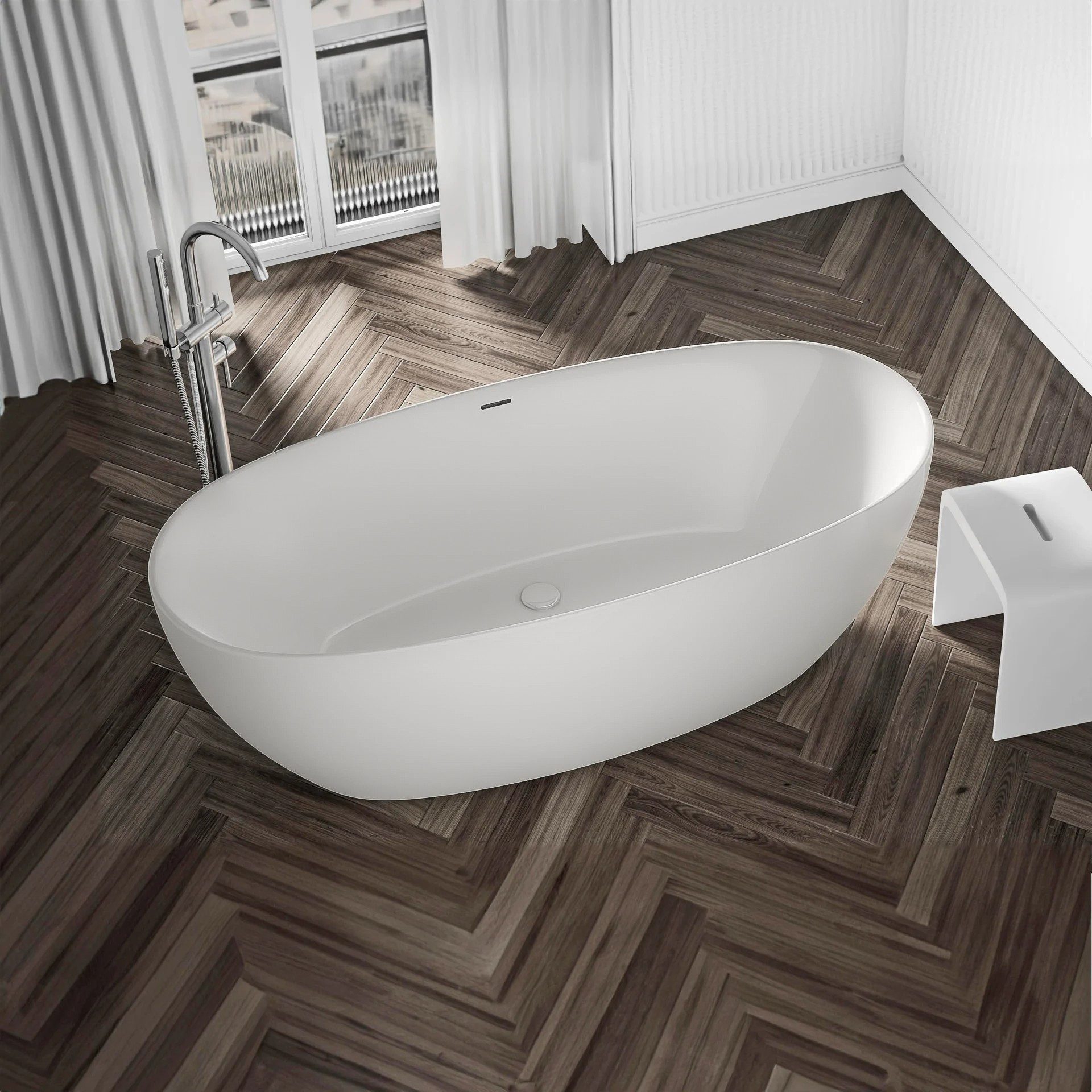 Bernstein Badewanne BELAQUA, Freistehende Badewanne / 170x80x58 cm / Weiß matt / Doppelwandig