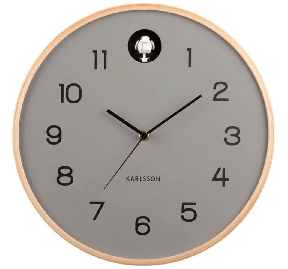 Karlsson Wanduhr Karlsson Wanduhr mit Holzgehäuse und grauem Zifferblatt