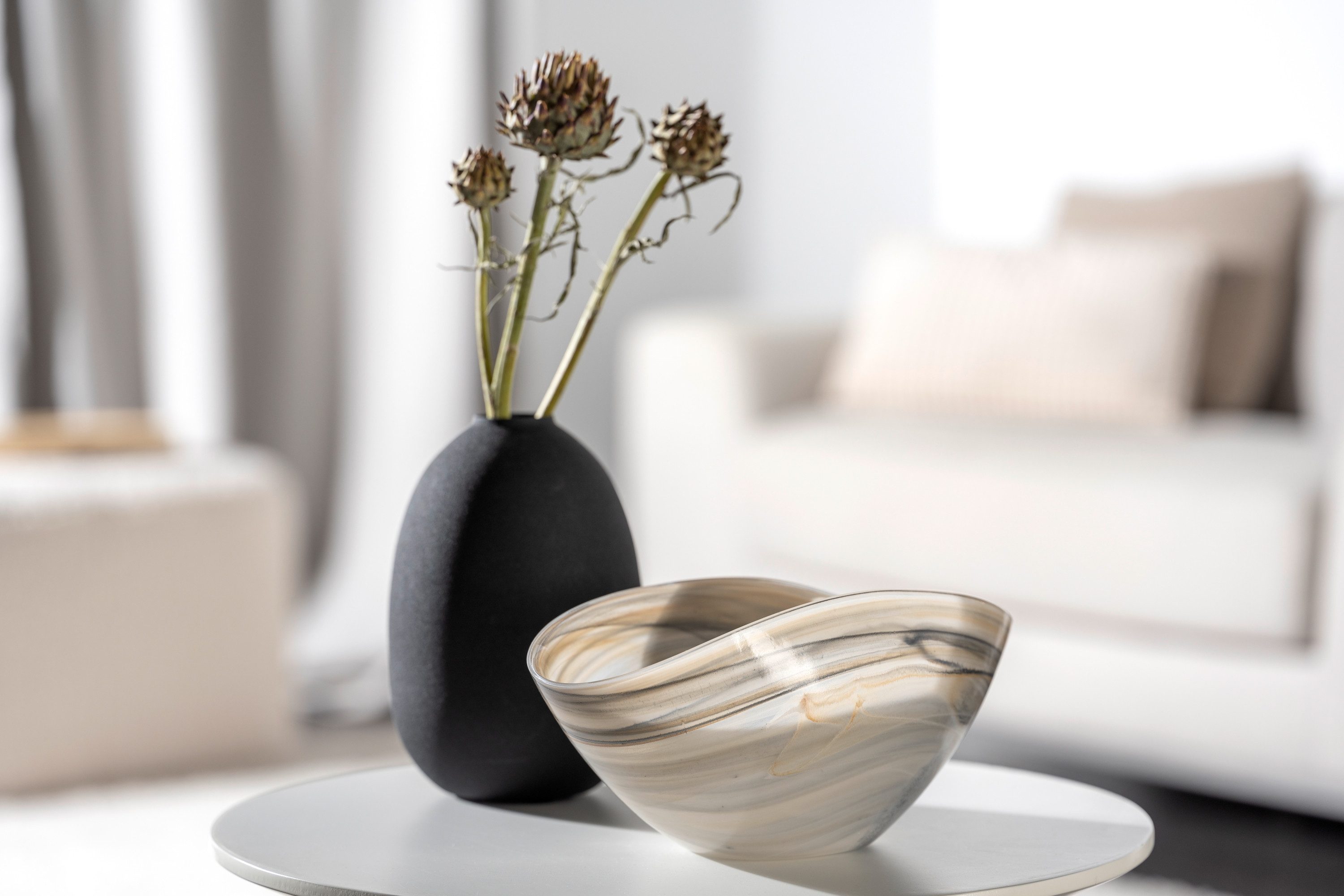 LEONARDO Dekoschale Schale 27x15 beige/schwarz ALABASTRO 2er-Set (Set, 2 St)