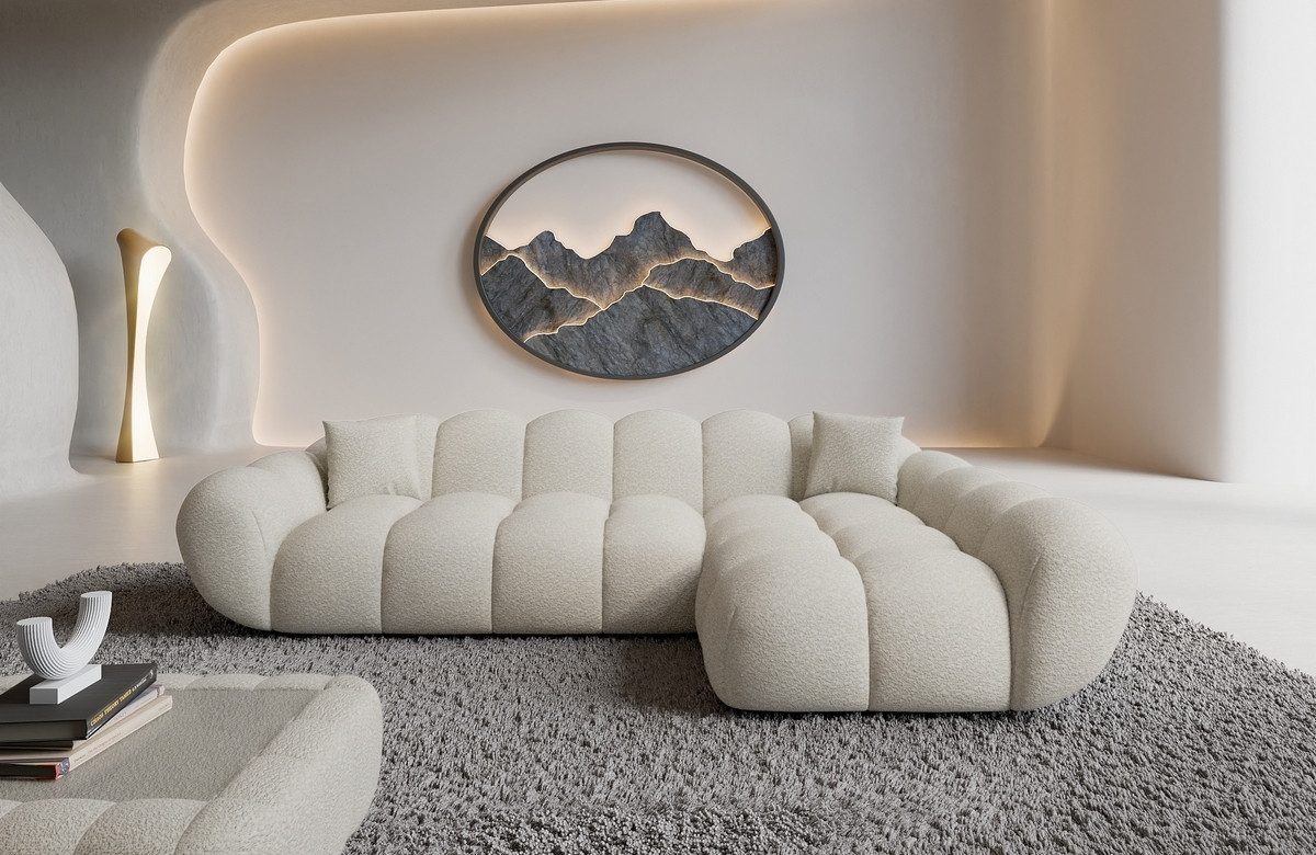 Sofa Dreams Polsterecke Maleron L Form kurz Stoffsofa, 4-Sitzer, Polstersofa, Ottomane rechts, Boucléstoff Bezug in Weiß