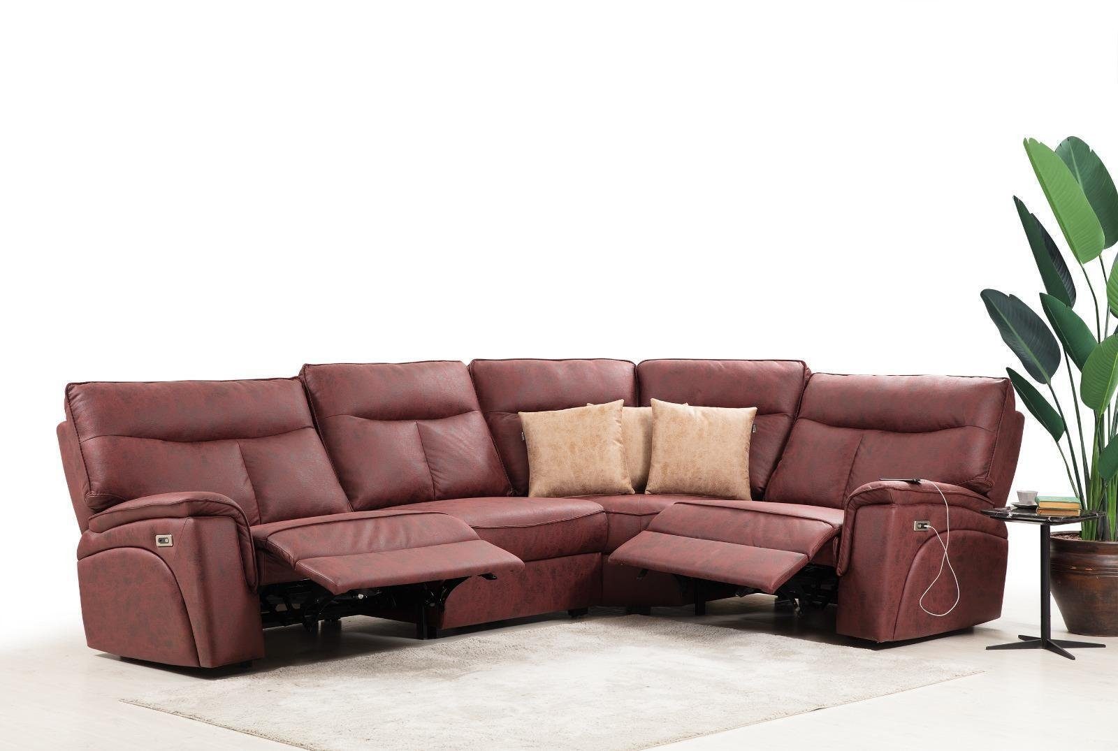 JVmoebel Ecksofa Luxus Sofa L-Form Europa in Modern Couch Ecksofa Made Rot 4 Polstermöbel, Teile