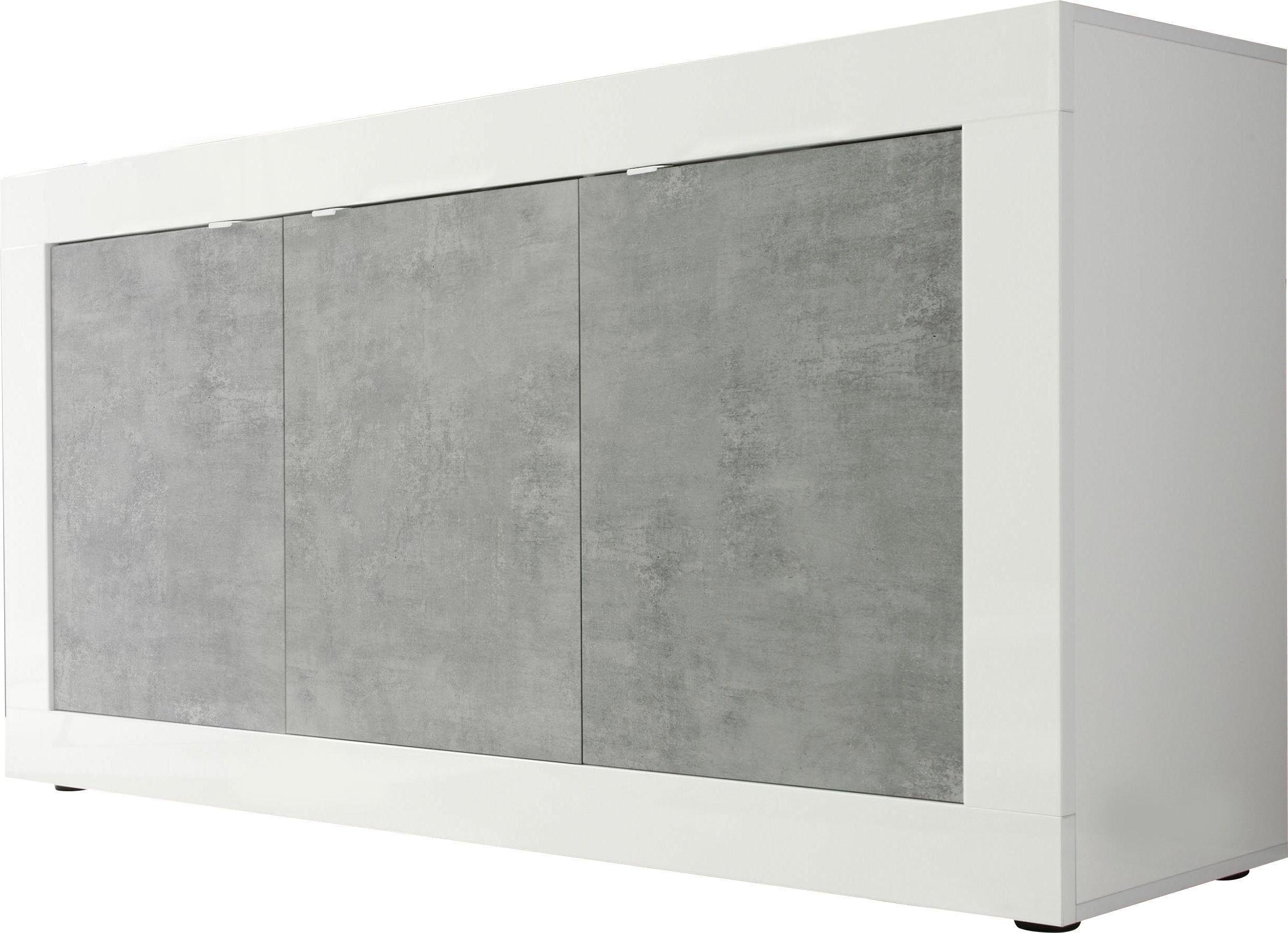 INOSIGN Sideboard Basic Breite 160 cm, Kommode 3 Türen, Anrichte, Metallgriff, moderne Rahmenoptik, viel Stauraum, Farbauswahl