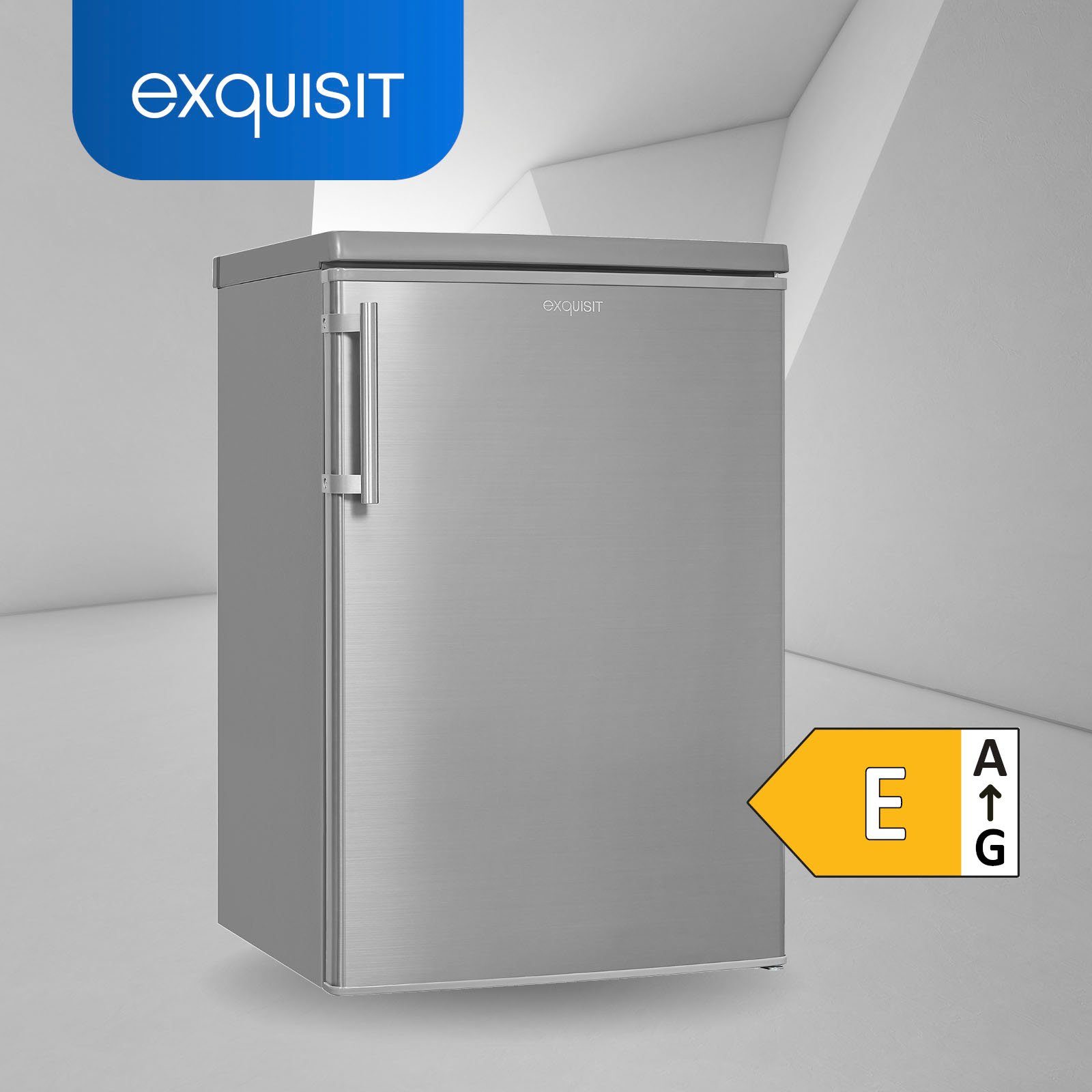 exquisit Kühlschrank KS16-V-H-040E inoxlook, 85,5 cm breit hoch, 55 cm