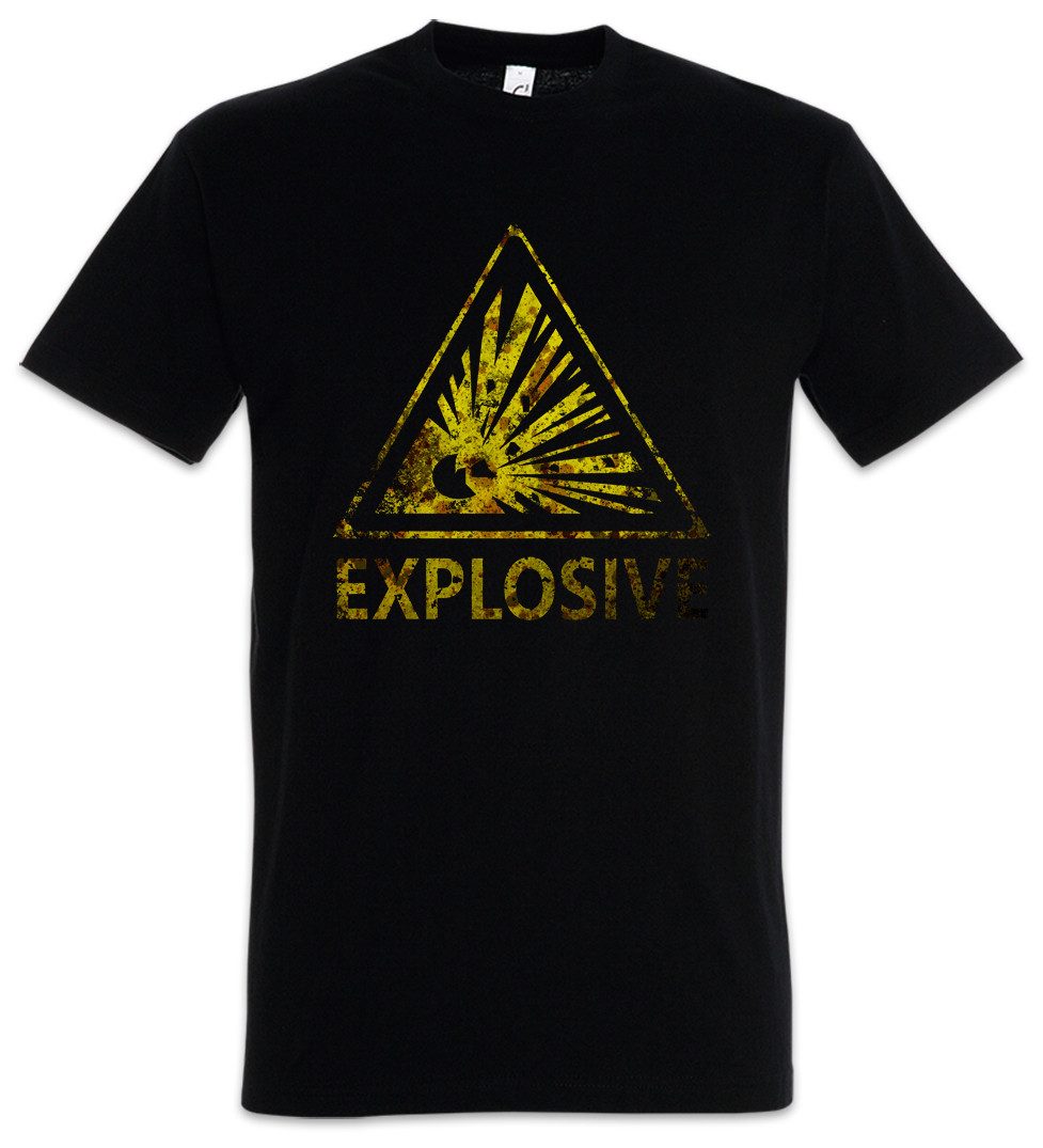 Urban Backwoods Print-Shirt Caution Explosive Vintage Logo Sign Herren T-Shirt Warning Danger (1-tlg) Explosion TNT Bomb Warnschild