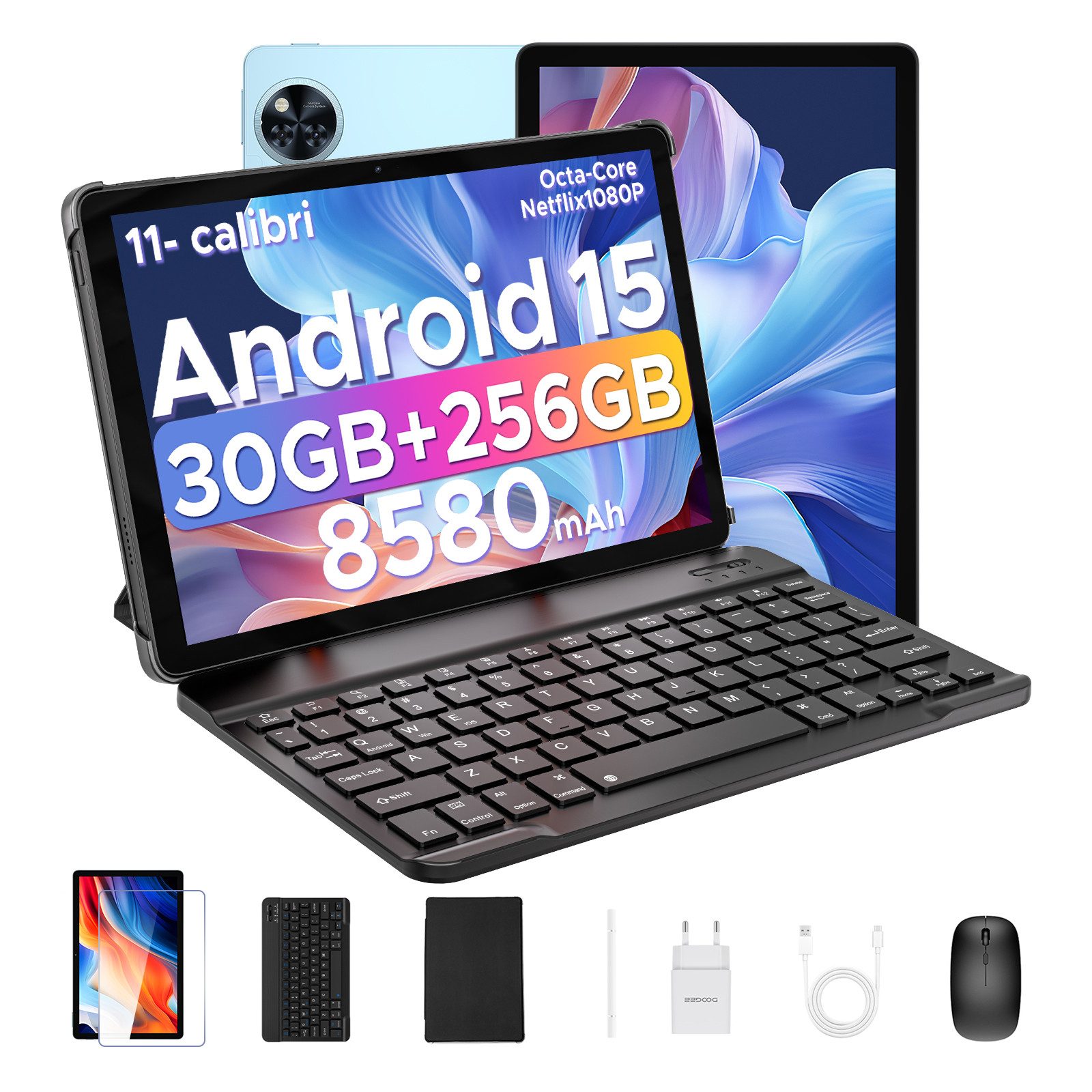 DOOGEE U11 Pro Android 15 Tablet mit Tastatur, Stift, Maus, Hülle, 11 Zoll Tablet (11", 256 GB, Android 15, WIFI, 13MP+5MP, 5G WiFi/Widevine L1/ GPS/Face ID/OTG)