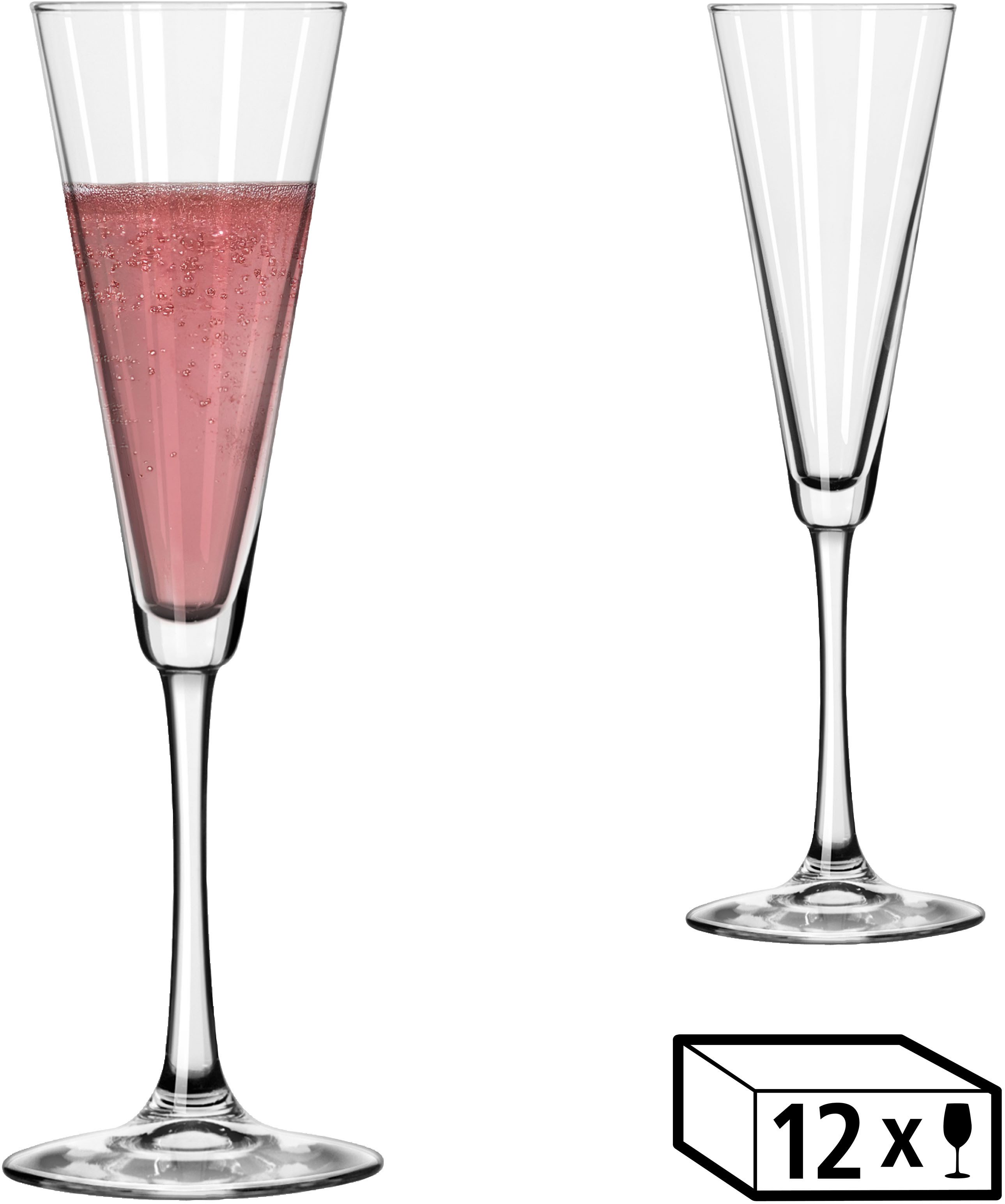 LIBBEY Sektglas Gläser-Set -VINA- 192 ml, Ø: 8,5 cm, H: 25 cm, 12er Set, 12-tlg., Glas, hochwertig verarbeitet, im modernen Design