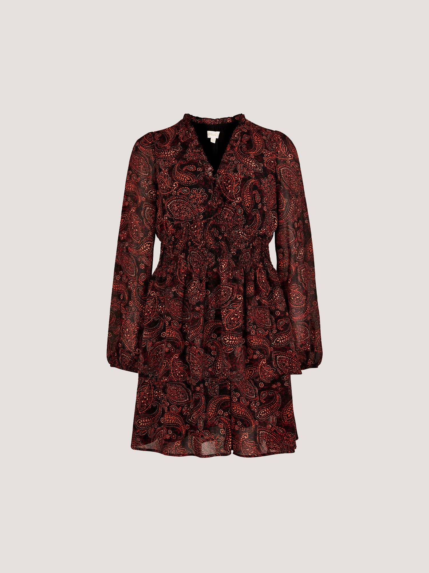 Apricot Minikleid Druckkleid mit Batik-Paisley-Muster – Bild 5 von 5