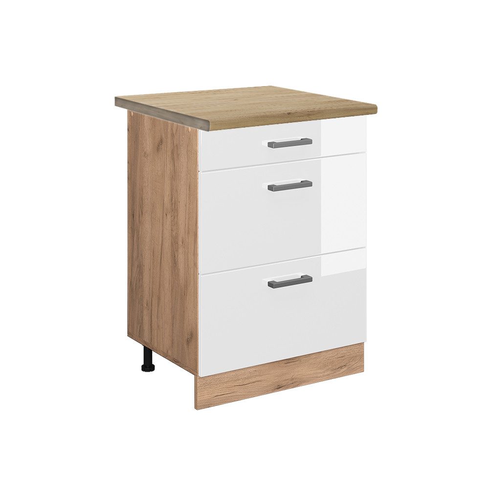 Vicco Unterschrank R-Line, Weiß Hochglanz/Goldkraft Eiche, günstig online kaufen