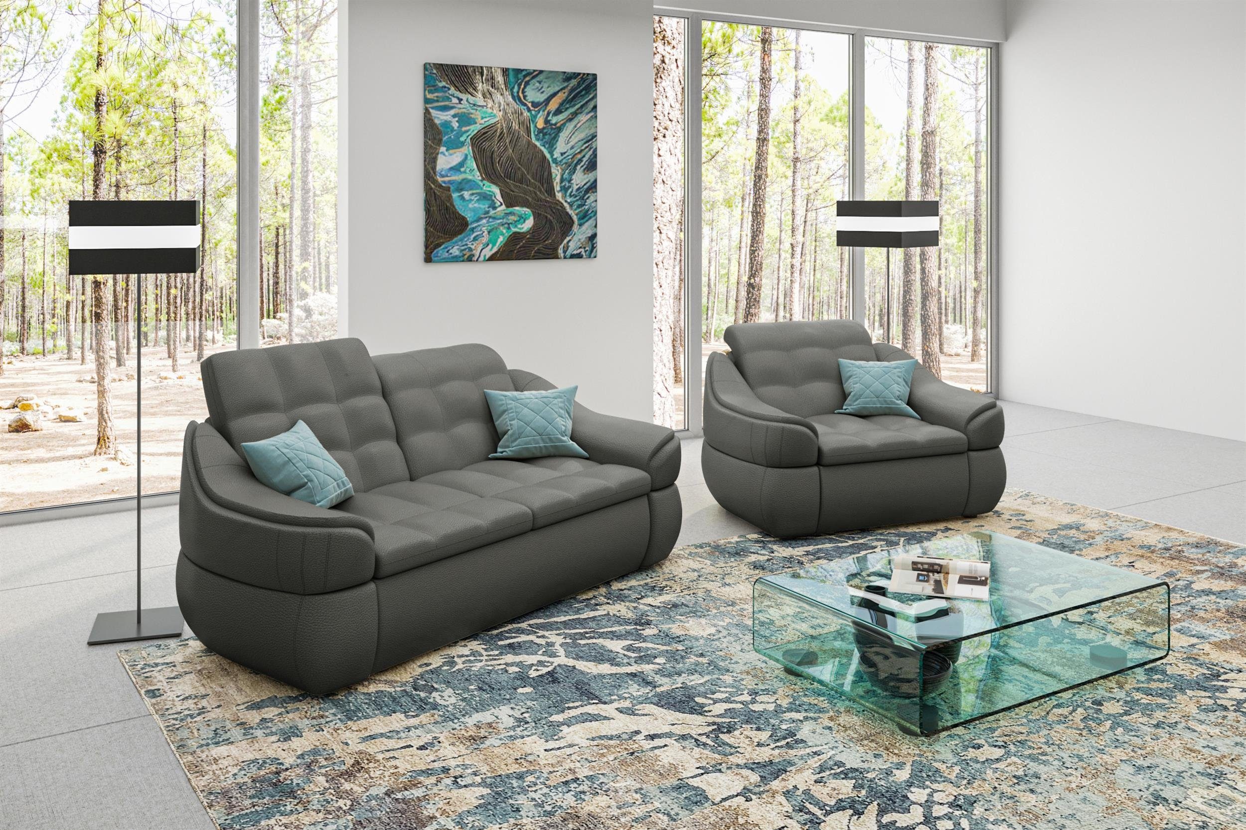 Sofa Stylefy Sessel, (2-tlg), Design 2-Sitzer Alisa, Modern (Set bestehend aus und Polstergarnitur