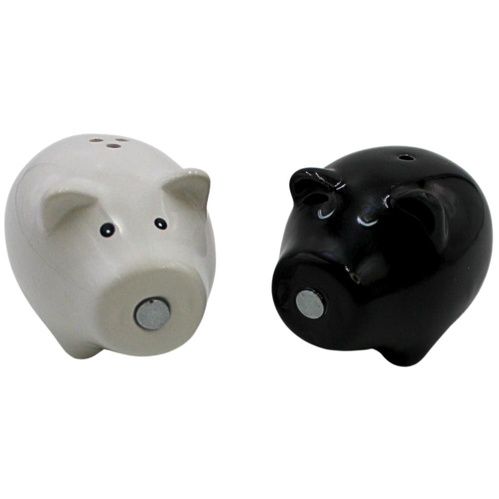 Dekohelden24 Salz- / Pfefferstreuer Keramik Salz -und Pfefferstreuer Set als Schweine, magnetisch, Größe L/B/H