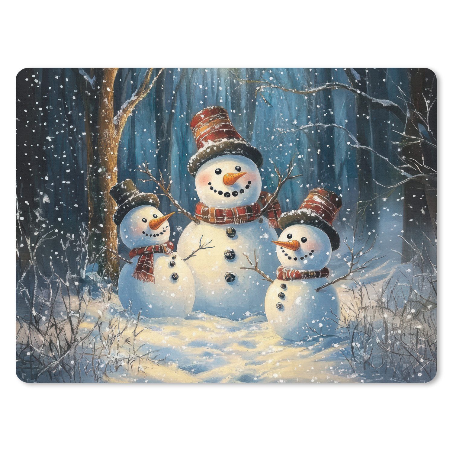 MuchoWow Mauspad Schneemann - Schnee - Winter - Wald (1-St), Gaming, Mousepad Klein, Büro Zubehör, Mausunterlage, 23x19 cm