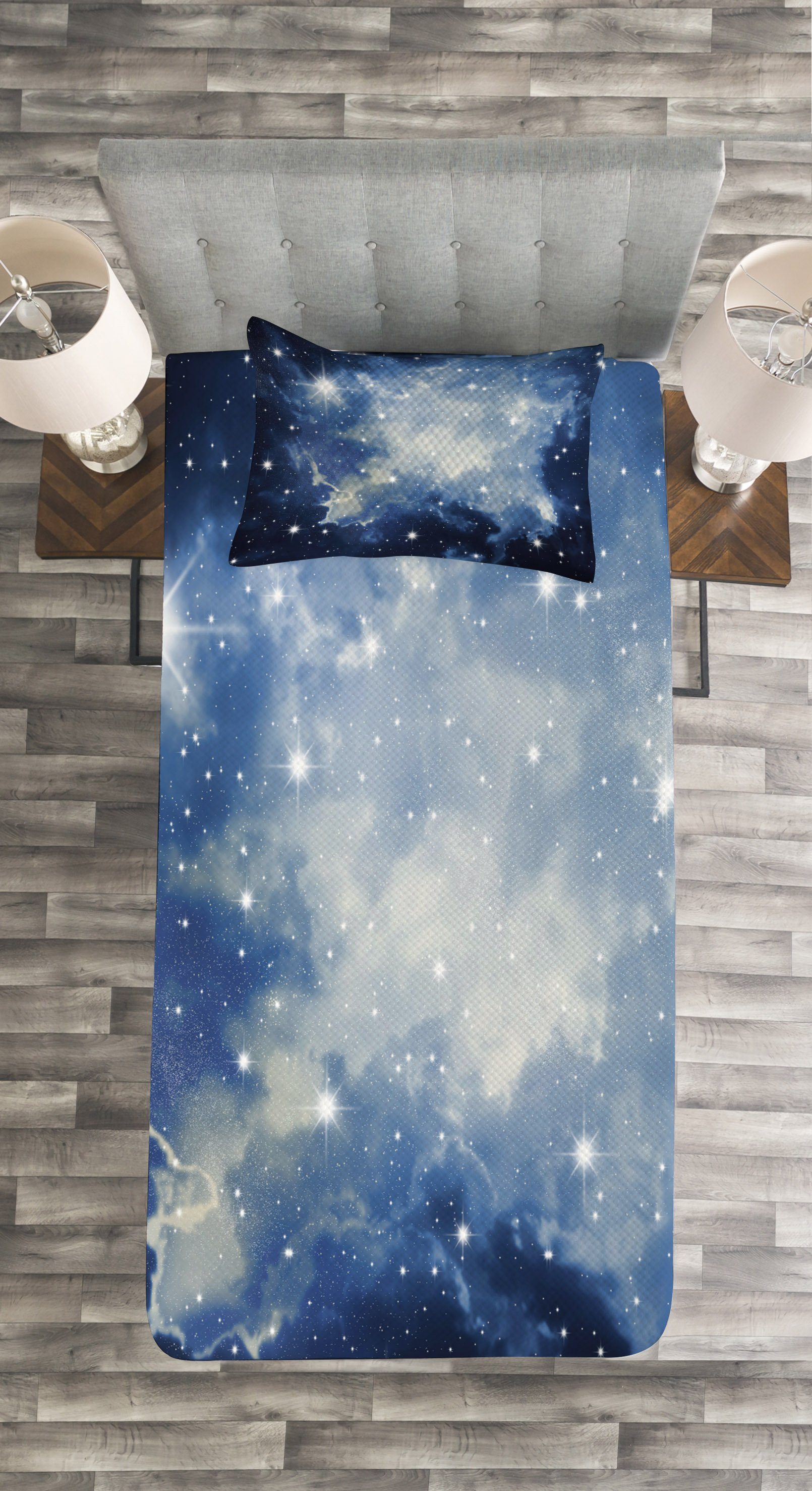 Konstellation Tagesdecke blau Set Galaxies Abakuhaus, mit Waschbar, Kissenbezügen