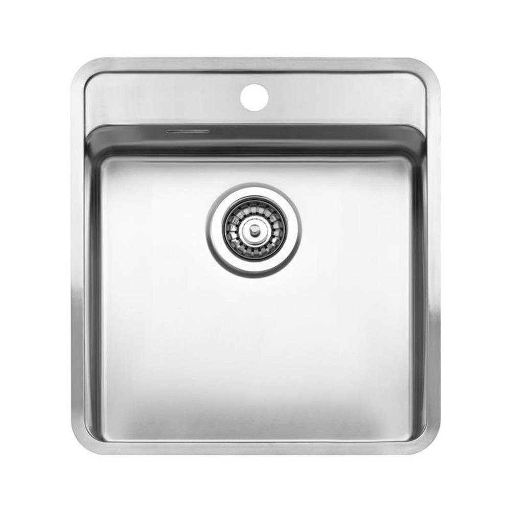 REGINOX Edelstahlspüle Ohio 40x40 HLB (mit Hahnlochbank), Edelstahl, mit Handbetätigung, 44/51 cm