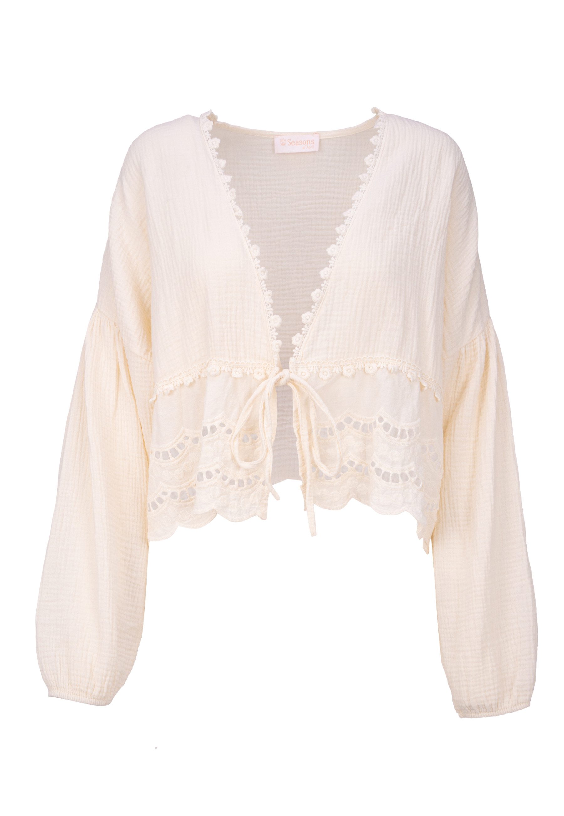 Seasons of April Shirtbluse LAURA MUSSELIN Musselin Bluse mit Spitze & Bind günstig online kaufen