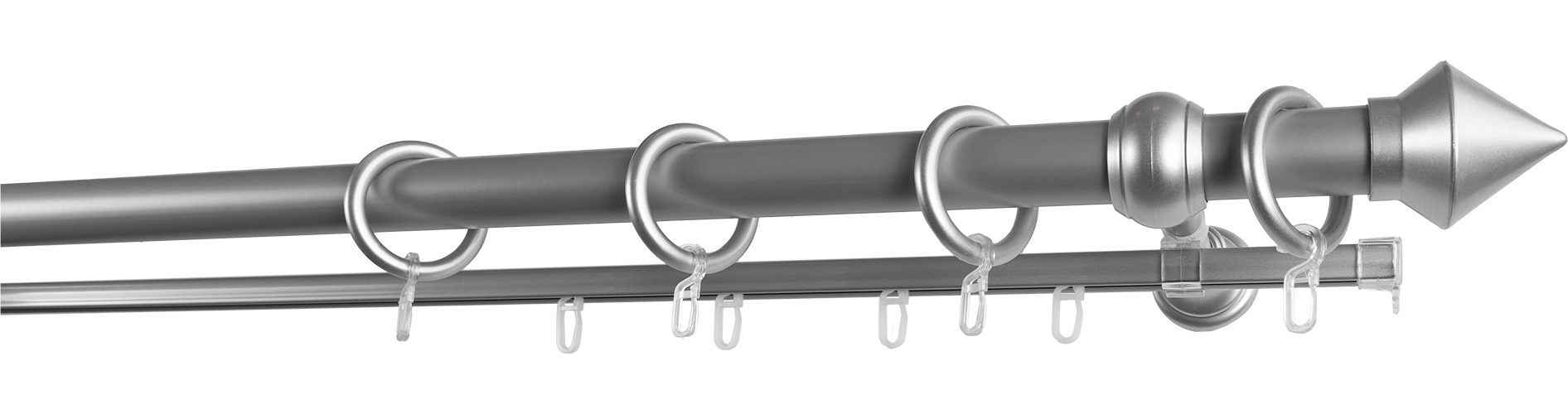 GARESA Gardinenstange Palmi, Ø 28 mm, 2-läufig, Wunschmaßlänge, mit Bohren, verschraubt, Kunststoff, Stahl, Vorhanggarnitur, Kunststoff, verlängerbar, mit Ringe/2 Lauf Gleiter