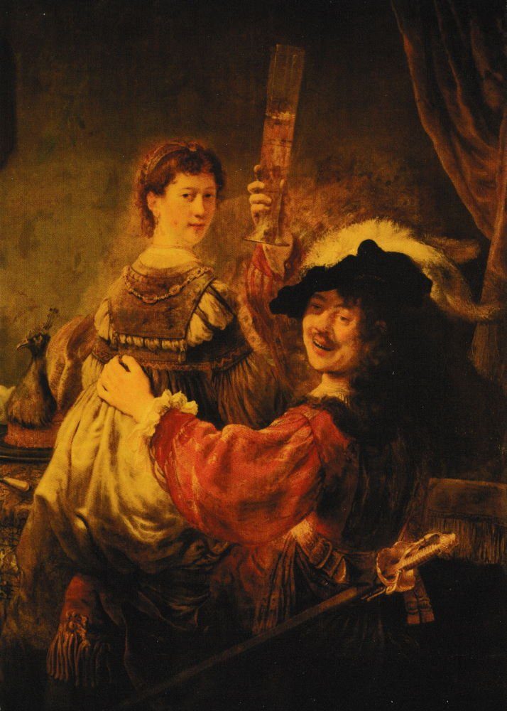 Postkarte Kunstkarte Rembrandt "Selbstbildnis mit Saskia"