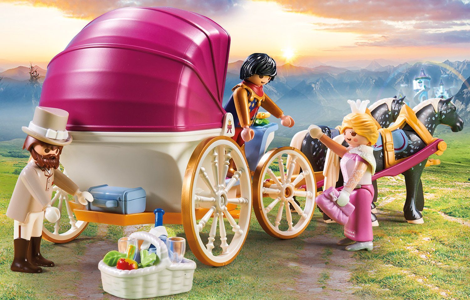 (60 St), Germany Konstruktions-Spielset (70449), Made Playmobil® Romantische Princess, Pferdekutsche in