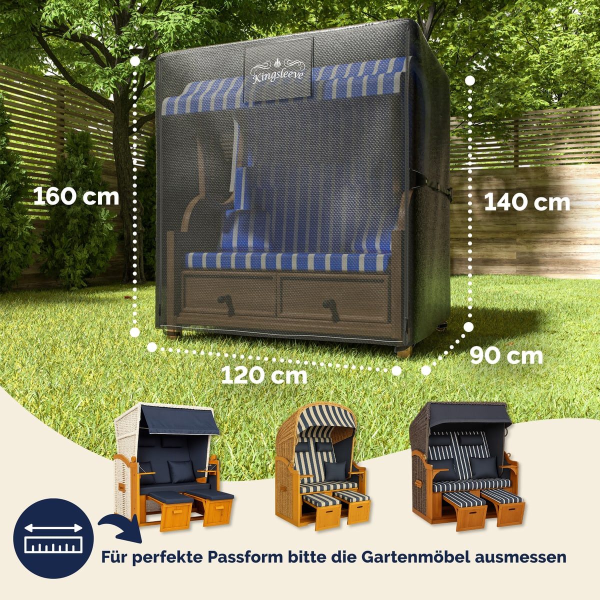 Kingsleeve Strandkorb-Schutzhülle, Winterfest Wasserdicht Abdeckung Abdeckp günstig online kaufen