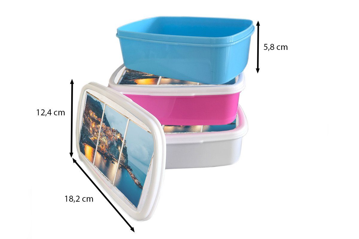 (2-tlg), für und Lunchbox Italien, - - Kinder weiß Erwachsene, für Brotdose, Kunststoff, Jungs Brotbox und Aussicht Mädchen Meer MuchoWow
