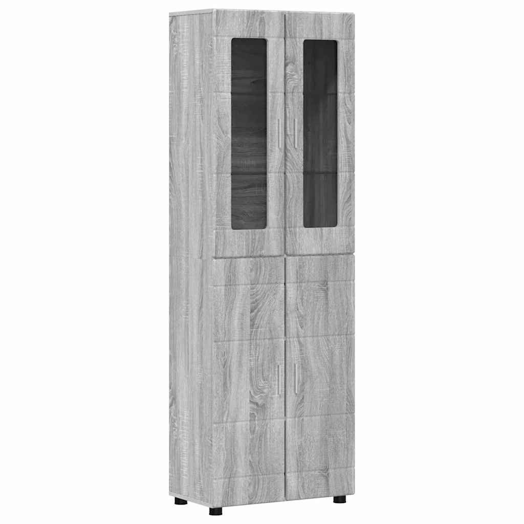 vidaXL Wohnzimmer-Set Highboard FLORIN Graues Sonoma 60 x 35 x 182 cm Holzwerkstoff, (1-St)