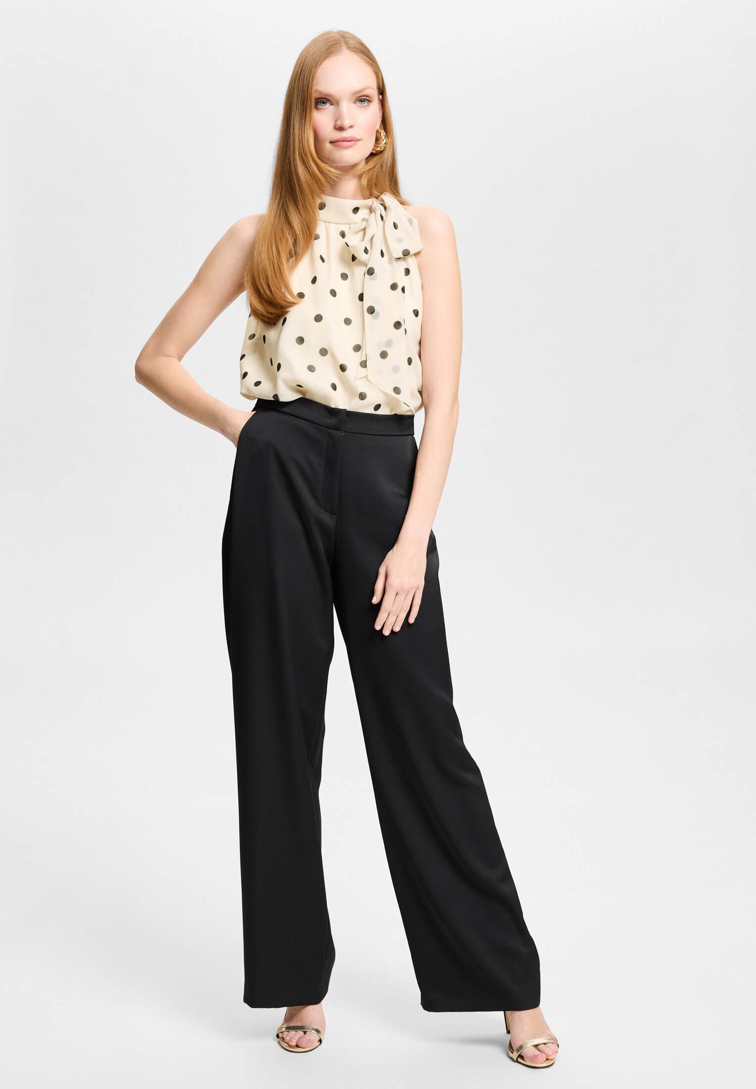 SWING Hosenanzug - Hose aus Satin mit geradem Bein