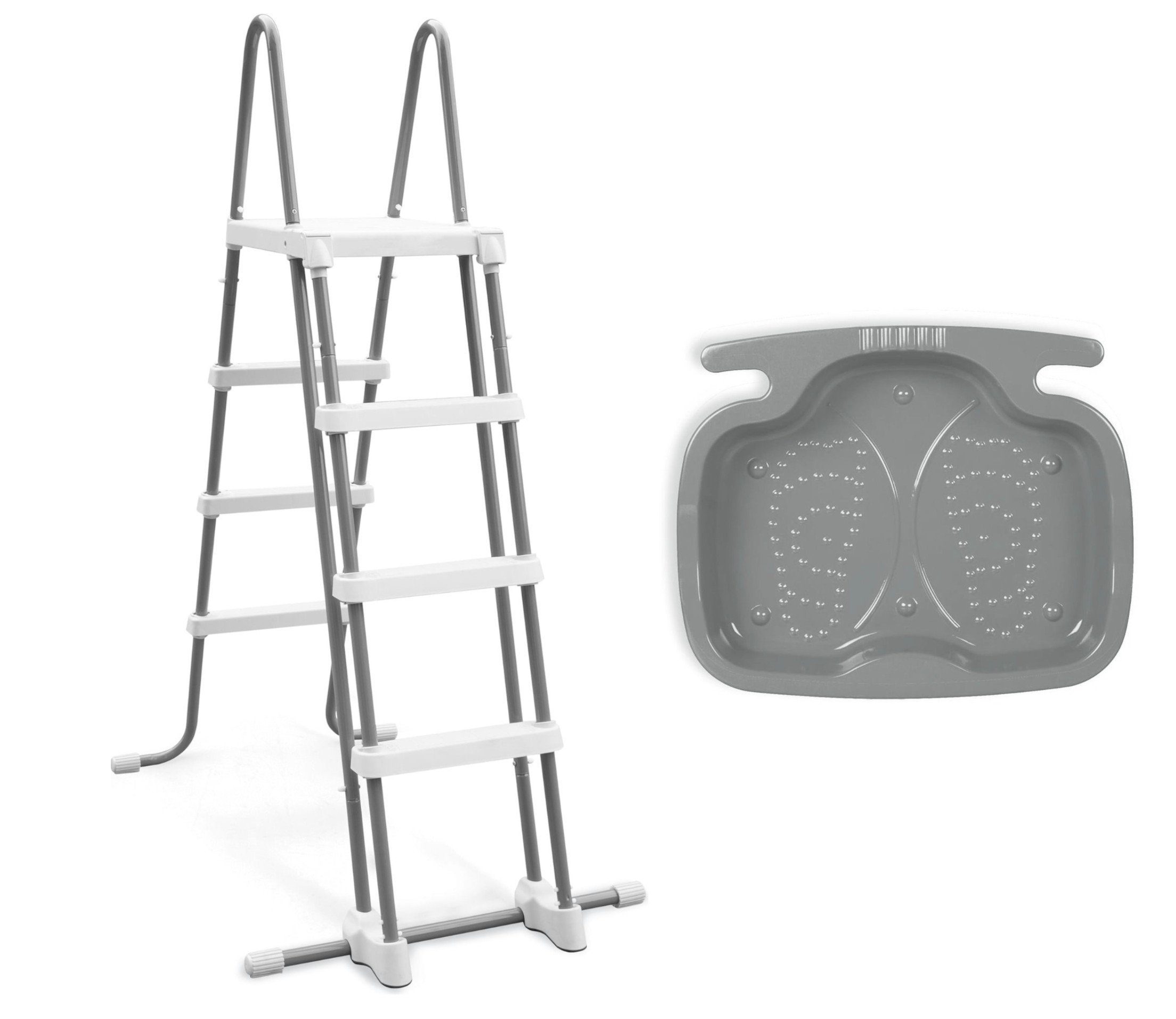 Intex Poolleiter 28076 - Sicherheitsleiter (122cm) + INTEX 29080 Fußbad