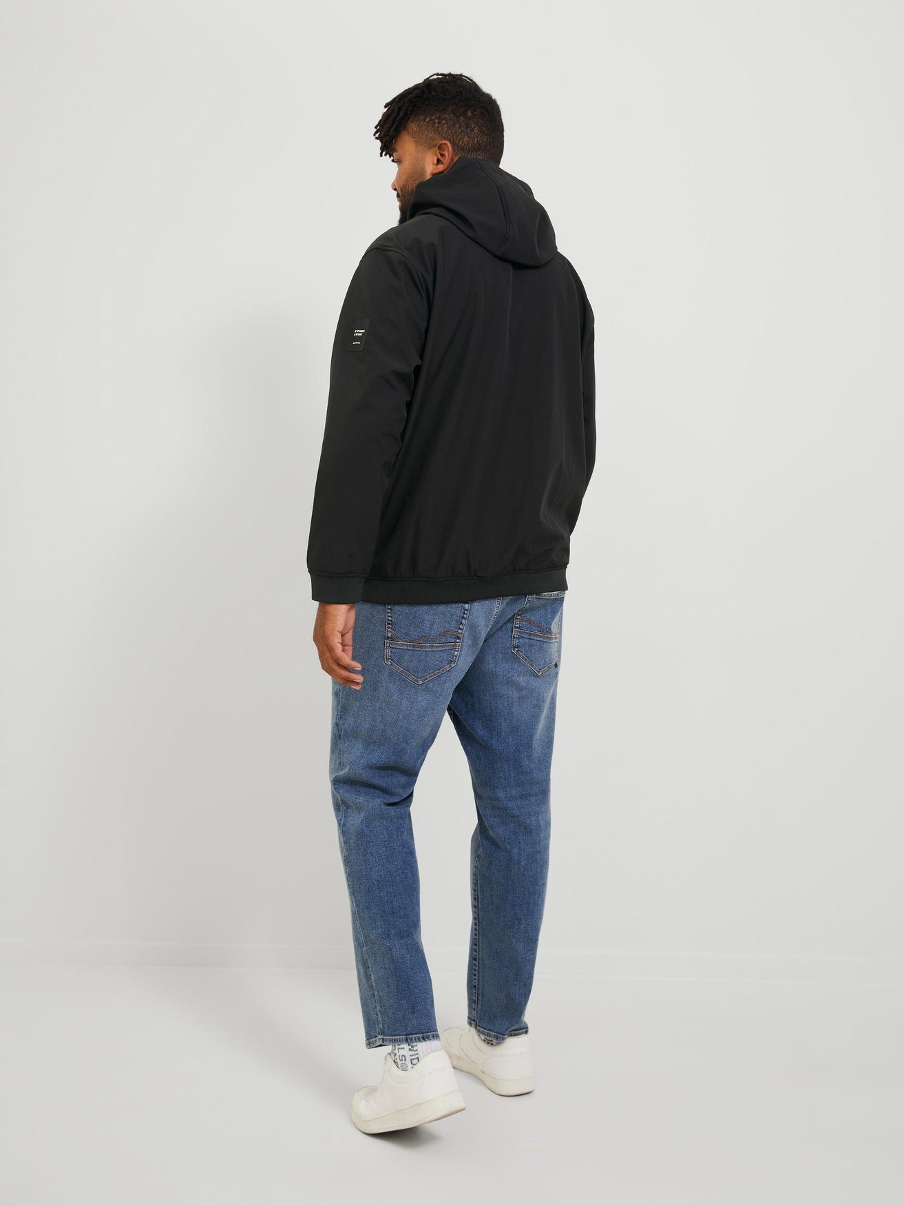 Jack & Jones Plus JJEBASIC Blouson Jacke Übergangs Oversize Softshell Biker 6018 in Schwarz Blouson