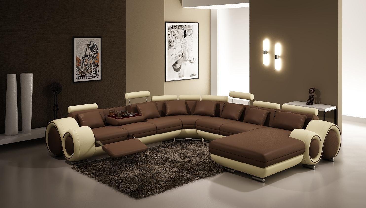 JVmoebel Ecksofa, Sofas U Form Sofa Couch Polster Garnitur Wohnlandschaft Design Ecksofa Beige