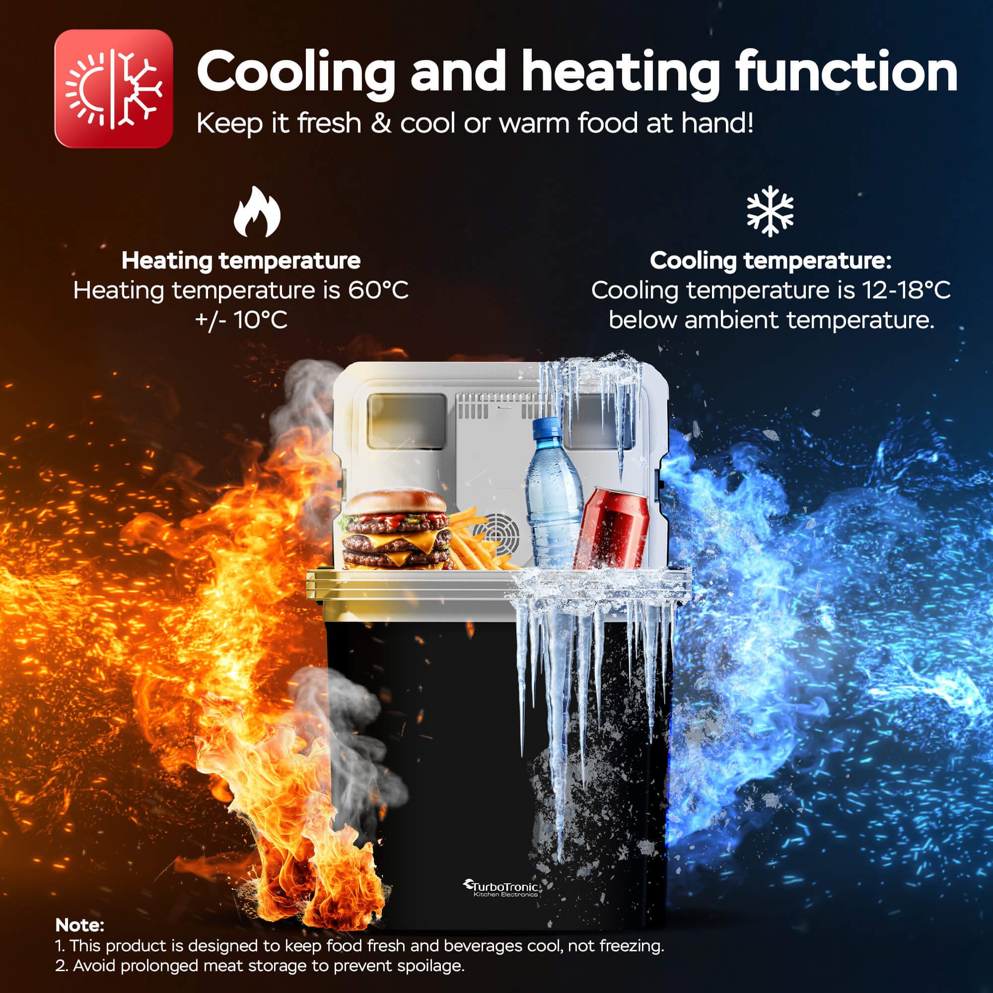 TurboTronic by Z-Line Kühlbox 24L 2in1 Kühltruhe mit Kühl & Heizfunktion tragbar AC DC 220-240V/12V, Steckdose Zigarettenanzünder Warmhalte Thermo Box Auto Strand Camping