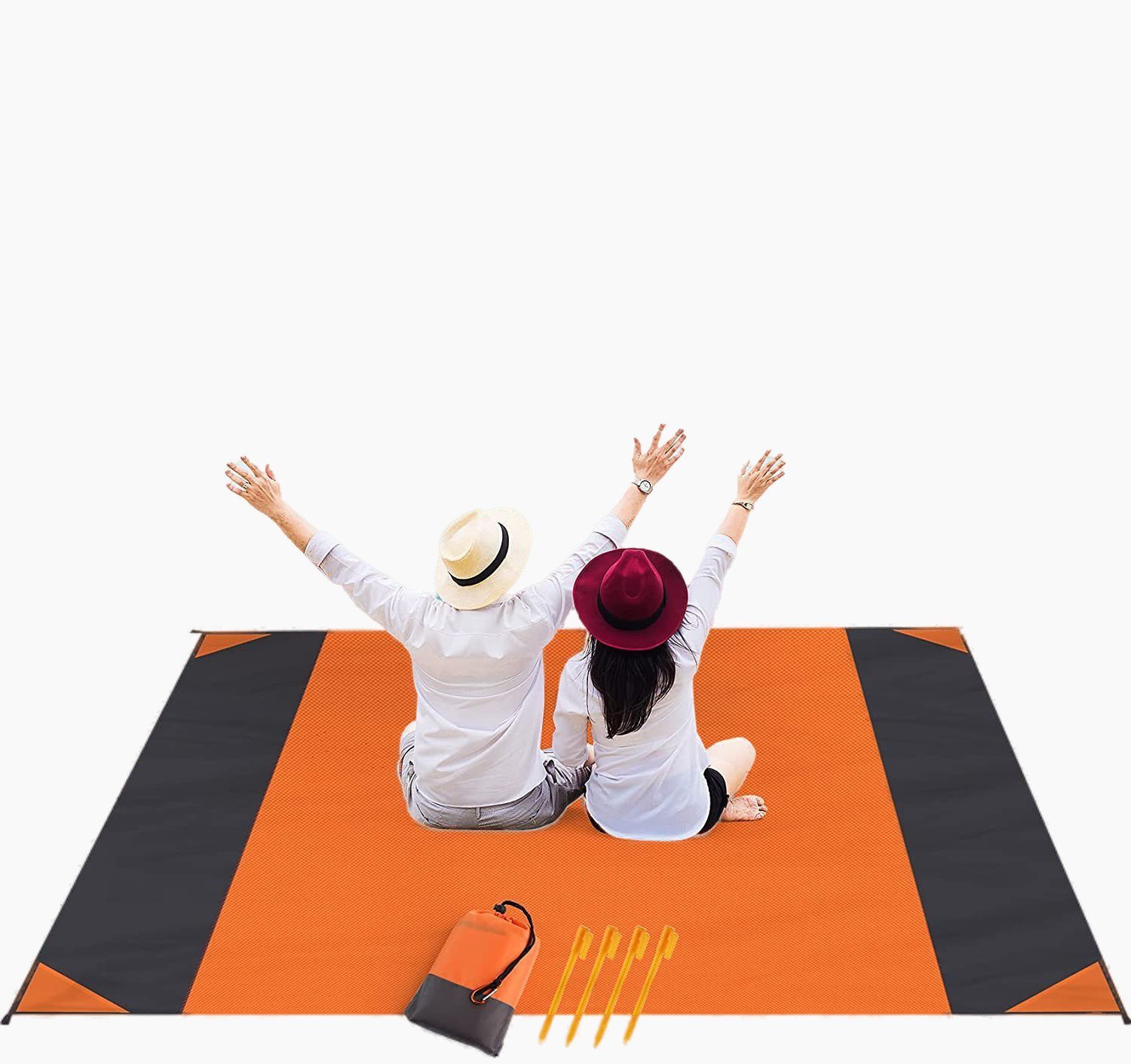 Picknickdecke Wasserdicht Stranddecke Sandfrei, 210 x 200 cm, für 4-6 Person