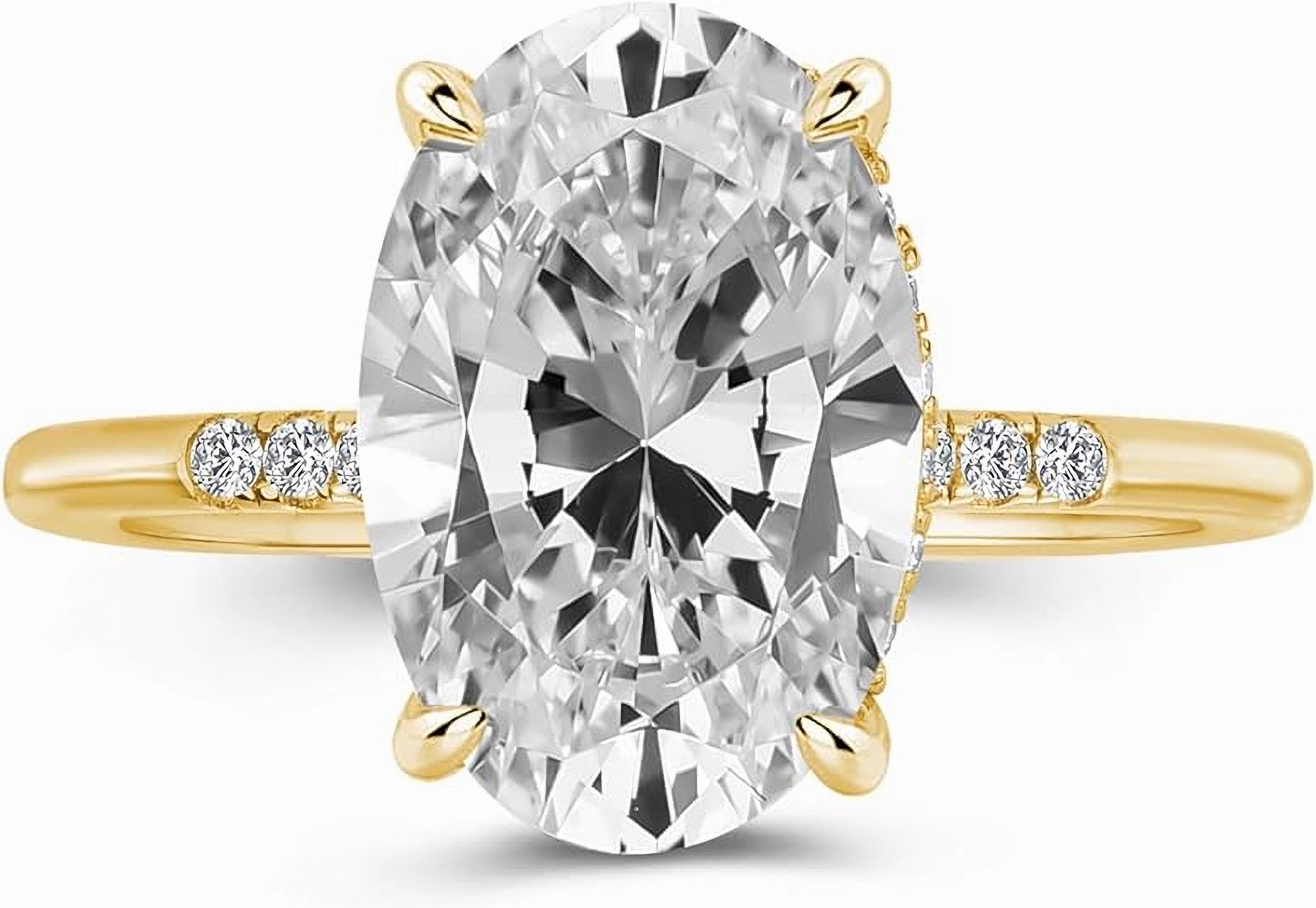 Diamantring 585 Gold, 3,4 Karat Diamant im Ovalschliff, Damen-Diamantring