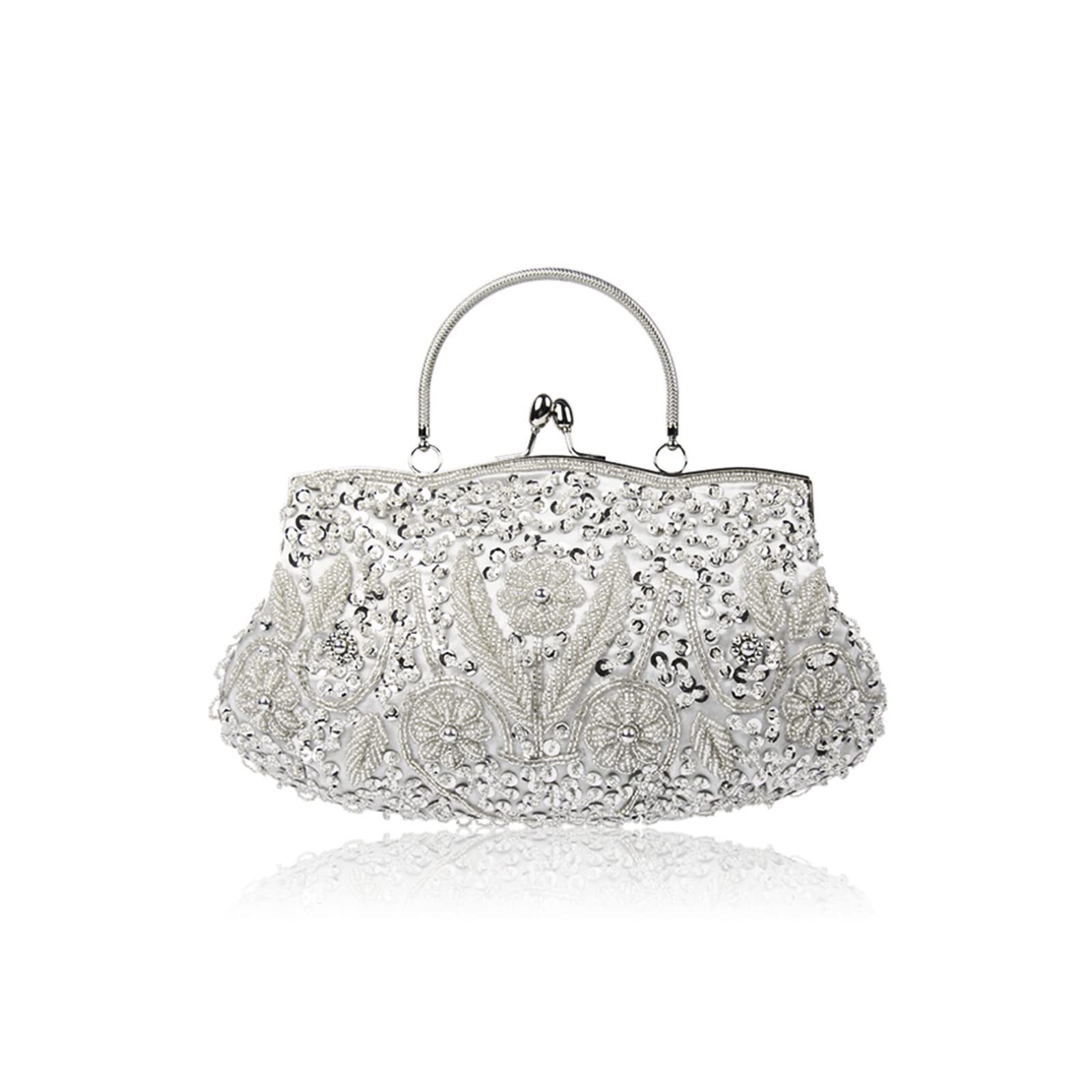 nsihing Abendtasche Damen Handgemachte Perle Handtasche Clutch Elegant Brauttasche, Schultertasche Klein Tasche Kette Umhängetasche Hochzeit Party