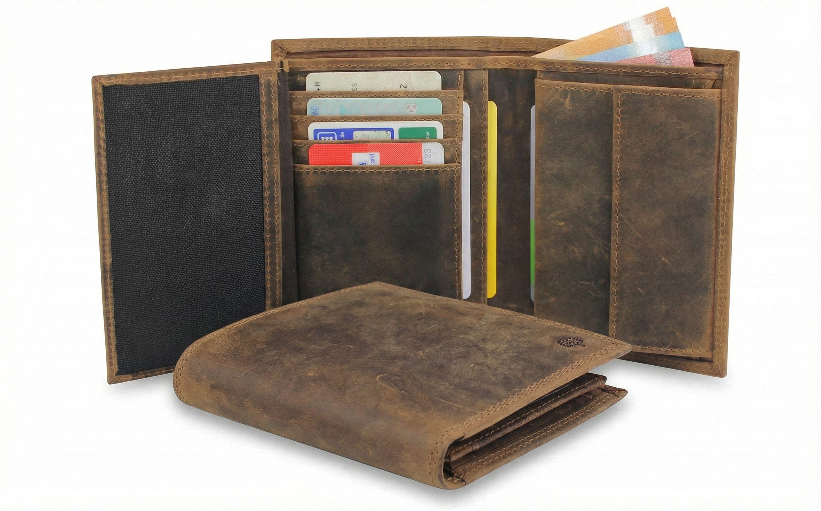 Frentree Geldbörse Echtleder für Herren, großes Portemonnaie für viele Kart günstig online kaufen