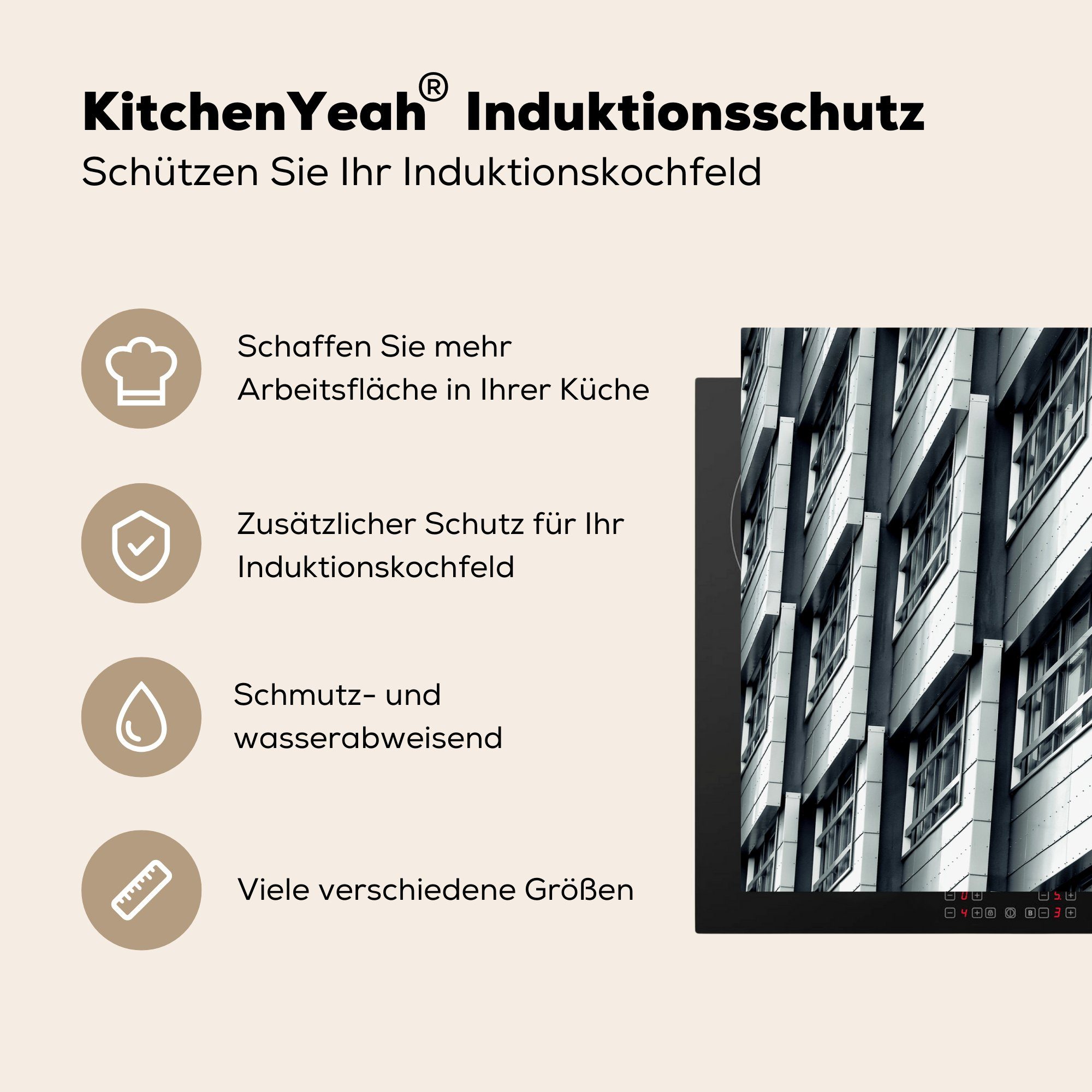 Wohnung Niederlande, (1 - 81x52 Almere küche, Herdblende-/Abdeckplatte - Induktionskochfeld Schutz die Vinyl, cm, für MuchoWow tlg), Ceranfeldabdeckung