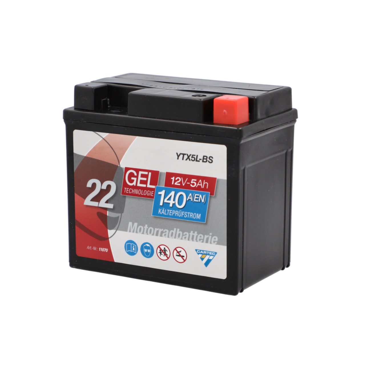 CARTEC Cartec Gel Motorradbatterie YTX5L-BS 5Ah 140A Batterie