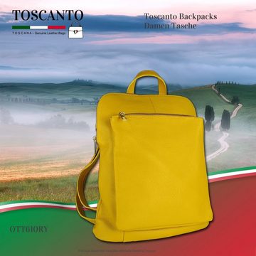 Toscanto Cityrucksack Toscanto Damen Cityrucksack Leder Tasche (Cityrucksack), Damen Cityrucksack Leder, gelb, Größe ca. 30cm